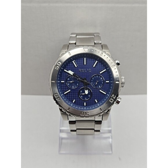 Relic Jordan ZR15805 Blue Dial Stainless Steel Multifunction Watch New Battery - Picture 1 of 11